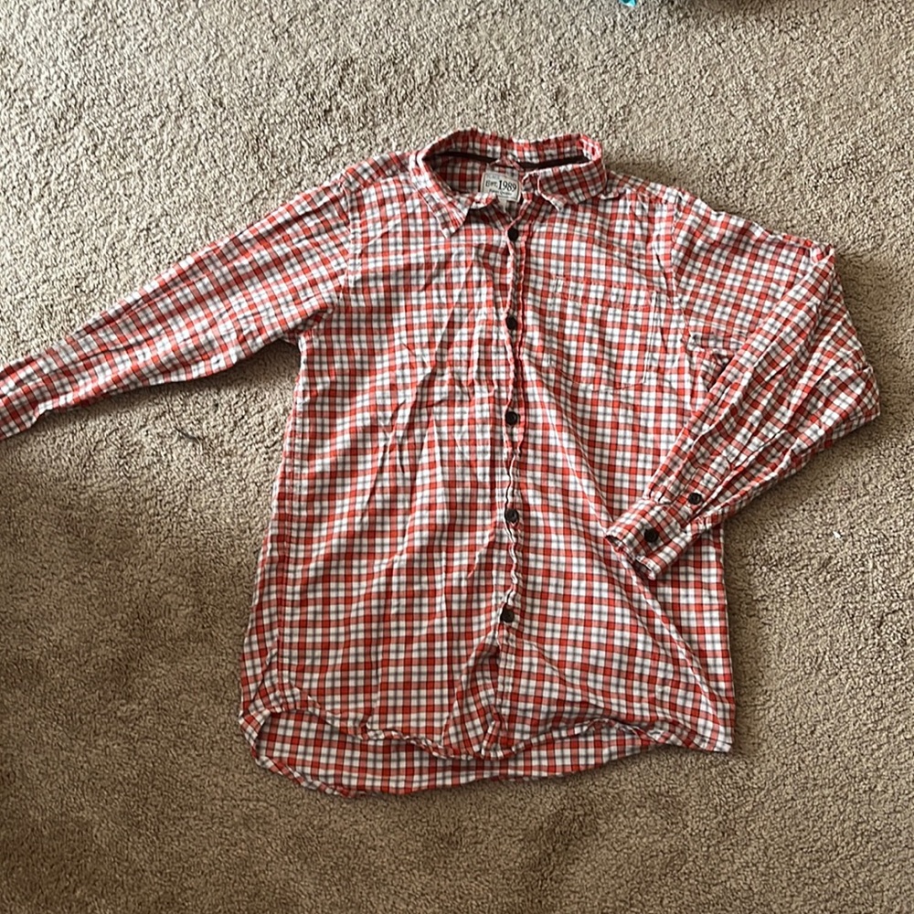 Orange and White button down shirt
